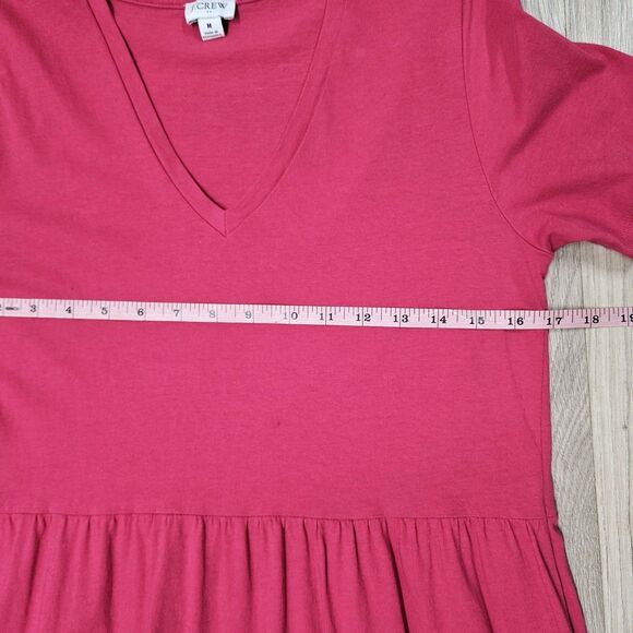 J. Crew Womens Pink Dress V-neck Midi Tiered Size Medium - Picture 4 of 5